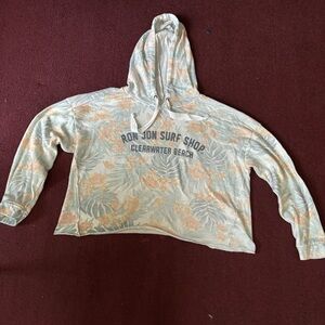 Ron Jon Surf Shop floral cropped hooded sweatshirt L
